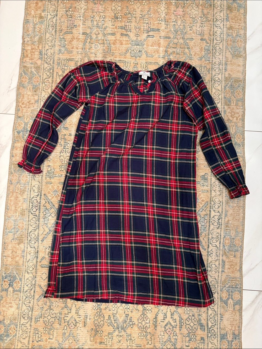 Plaid petite plume girls nightgown  size 14